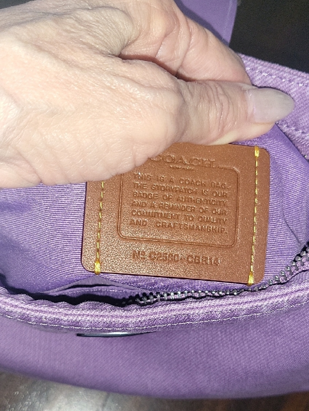 Coach Purple Denim Shoulder Bag with Leather Trim - Picture 11 of 13